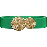 Women Wide Elastic Belts for Dresses Fashion Stretchy Waist Belts Ladies Cinch Belts with Gold/Silver Buckle