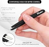 Candure Slanted Tweezers Stainless Steel with Leather Pouch view 4