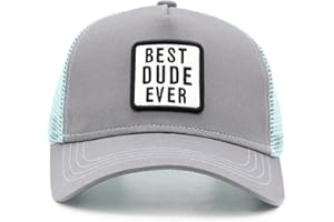 Wodeal Boys Trucker Hat, Best Dude Ever Hat, Adjustable Youth Mesh Baseball Cap Snapback for Kids Ages 10-15 Grey