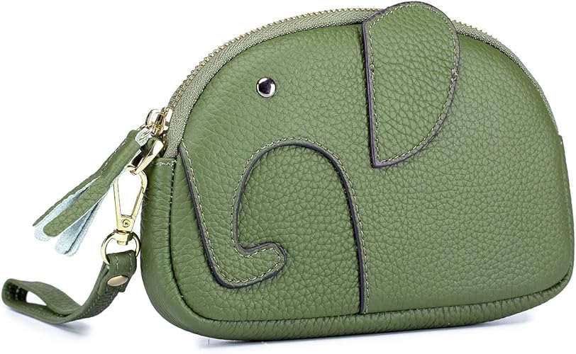 Amazon Imeetu クラッチバッグ 財布 小銭入れ ハンドバッグ 手持ち 象の型 腕ストラップ 大容量 本革 レディース グリーン 小銭入れ