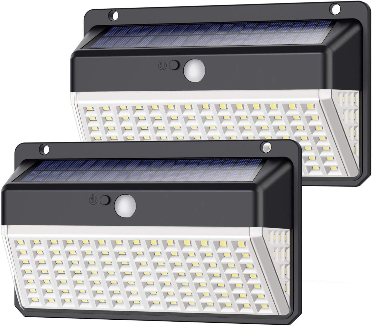 Yacikos Solar Lights Outdoor, [Super Bright-2200mAh] 118 LED Solar Security Lights Motion Sensor [270º Illumination] Solar Powered Lights Waterproof Wall Lights with 3 Modes for Outside, 2 Pack