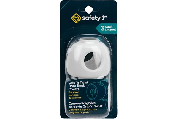 Safety 1st Grip 'n Twist Door Knob Covers (3pk) - Childproof Door Knob Covers with Easy Parent Access, Fits Standard Knobs, B