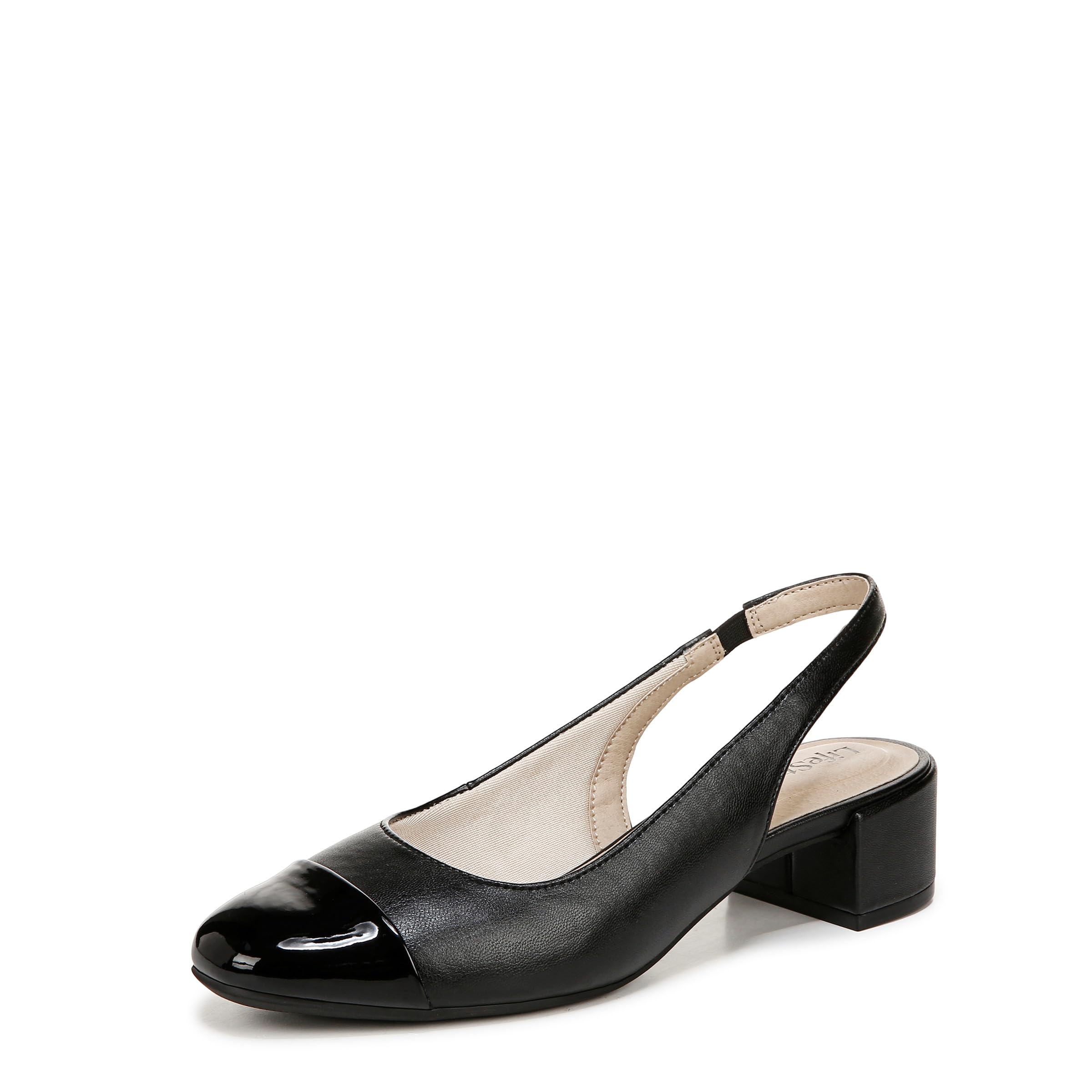 LifeStride Womens Becoming Slingback Block Heel Pump Black 6.5 W