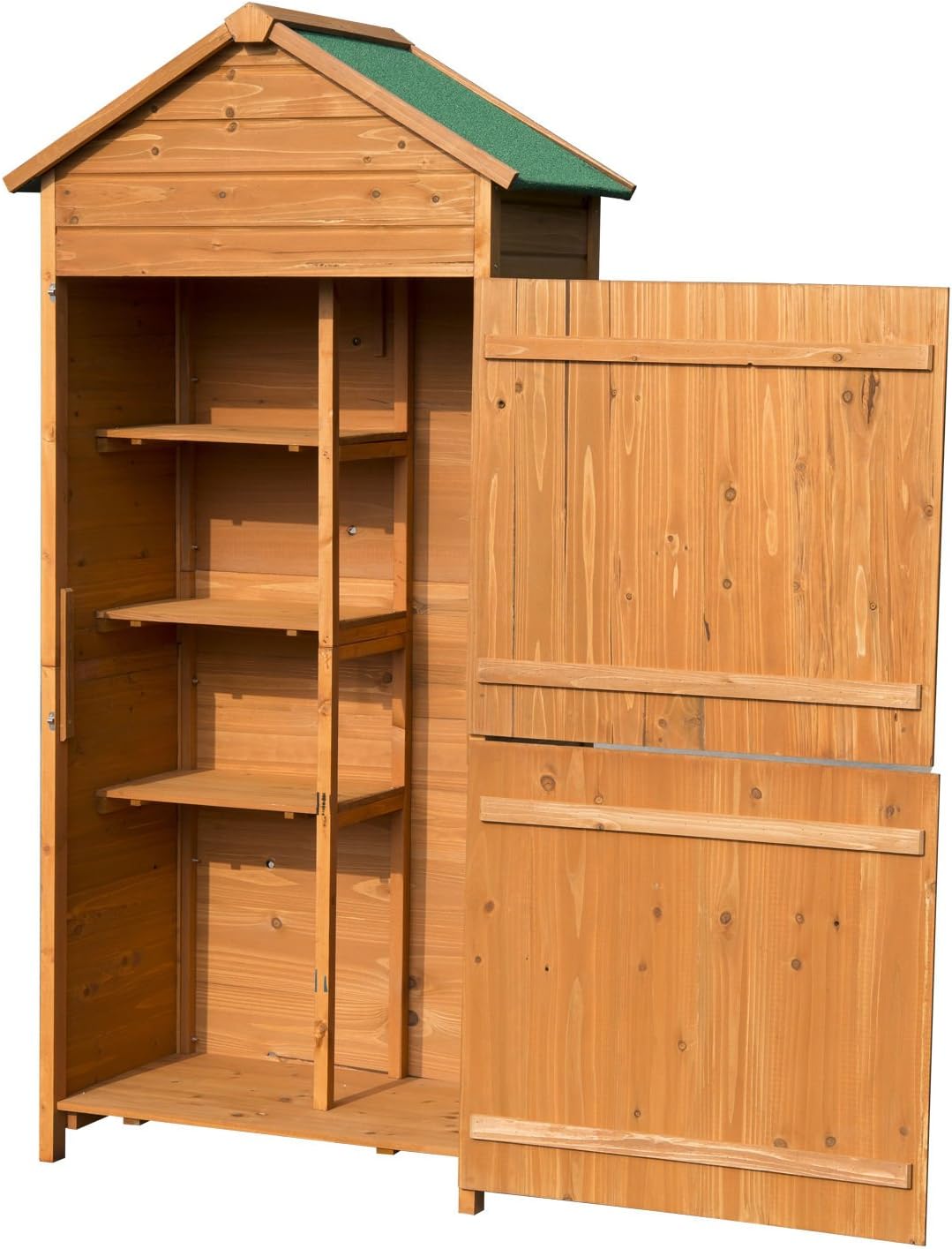 Outsunny Holz Gerätehaus Geräteschuppen Gartenschrank Geräteschrank Gartenhaus 84 x 51 x 188 cm