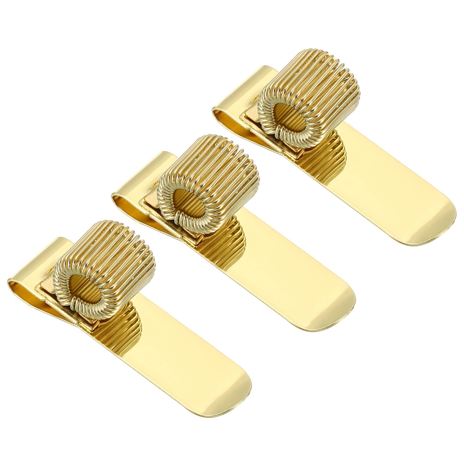 PATIKIL Pen Holder Clips, 3Pcs Metal Horizontal Portable Single Spring Loop Pencil Organizer for Office Business Pocket Notebook Clipboard, Golden