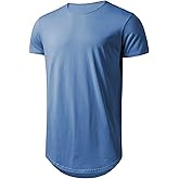 Mens Longline Gym Muscle Bodybuilding Tshirts Hipster Reflective Line Scallop Crewneck Tees Shirts Tops