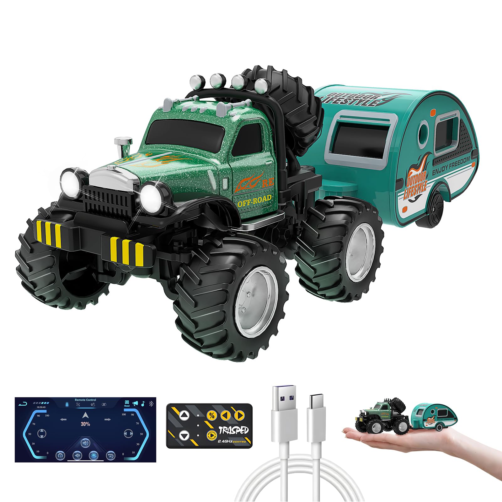 PAISHENKEJI Remote Control Car RC Car: Mini Rechargeable Alloy Shell RC Truck Mobile App Toy Cars, Mobile APP Supports 4 Control Modes: Remote Control, Programming, Path Drawing, Gravity Sensing