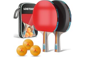 Lostook Professional Ping Pong Paddles Set of 2/4 with Portable Oxford Cloth Ping Pong Case and 3 Star Balls, Table Tennis Paddles for Adults and Family Outdoor Games