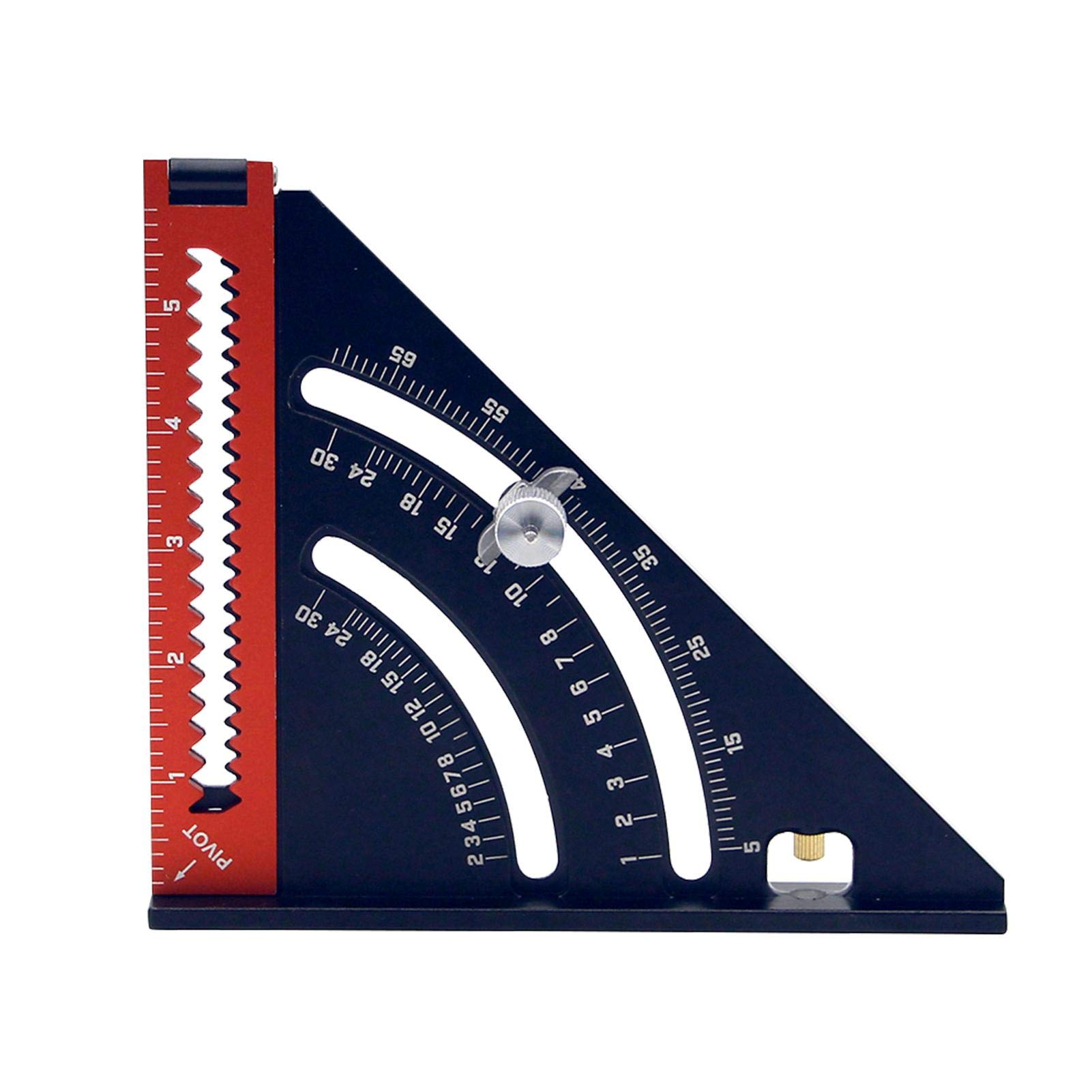 HINMAY ​2 in 1 Extendable Layout Tool, 6 Inch Extendable Folding Triangle Ruler, Aluminum Rafter Square Carpenter Square with Base Precision Goniometer Multi-Angle Measurement Woodworking Tools​