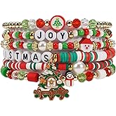 Lonext Christmas Bracelets for Women Stackable Stretch XMAS Gift Beaded Bracelets
