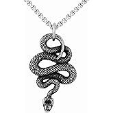 Sacina Goth Snake Necklace, Stainless Steel Snake Pendant, Halloween Christmas New Year Jewelry Gift For Women, Men