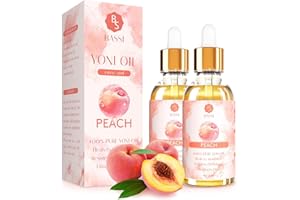 BASSI 2 Pack Yoni Essential Oil Organic Feminine Oil Eliminates Odor Vaginal Moisturizer for Wetness, Ph Balance for Women Feminine Deodorant Soothes Ingrown Hair Peach Intimate Oil, 1 fl oz