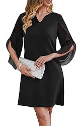 RUMIA Cocktail Dress for Women 3/4 Sleeve V Neck