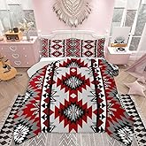 jejeloiu Kids Boho Western Bedding Set Soft for Boys Girls, Bohemian Southwestern Comforter Set Queen Size Aztec Decor Duvet Quilt Farmhouse Country Bedroom 3 Pcs with 2 Pillow Cases
