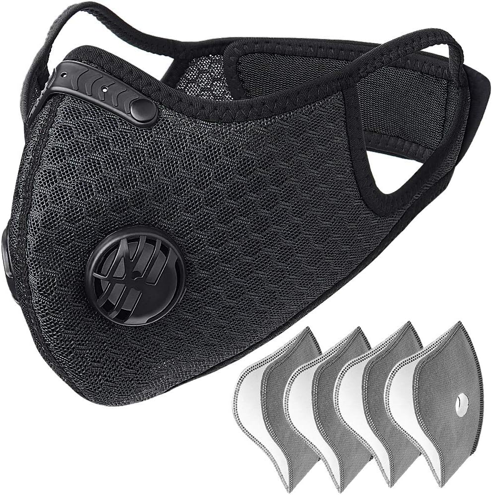 HASAGEI Dust Mask with Filters Sports Face Mask for Men and Women Reusable Activated Carbon Dustproof Respirator Mask Half Face Mask for Workout Running Motorcycle Mountain Bike Cycling Mask