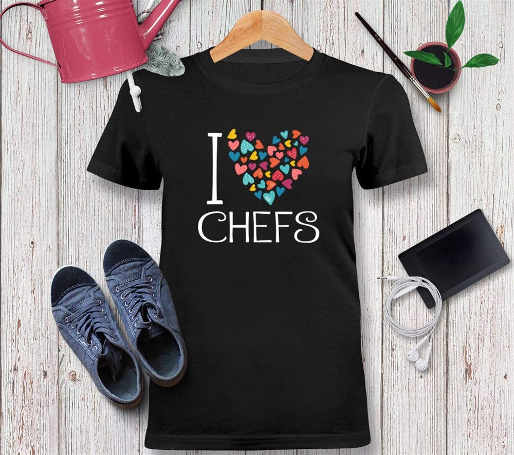 I Love Chefs Colorful Hearts Tshirt Unisex Adult Chefs Shirt