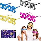 Kannove 2026 New Years Eve Glasses - 4-8-16 PCS, Happy New Year Party Supplies Favors Decorations Gifts, NYE Plastic Glasses Eyewear Photo Booth Props, Class of 2026 Graduation Party Accessories