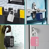 ZHEGE 4 Digit Combination Padlocks Outdoor 2 Pack Weatherproof Black Silver view 5