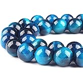DIQIO Aquamarine Tiger Eye Beads for Jewelry Making - Blue Crystal Beads Gemstone Beads for Bracelets, 6mm Stone Beads Round Loose Beads(59-62pcs, 6mm, Aquamarine Tiger Eye)