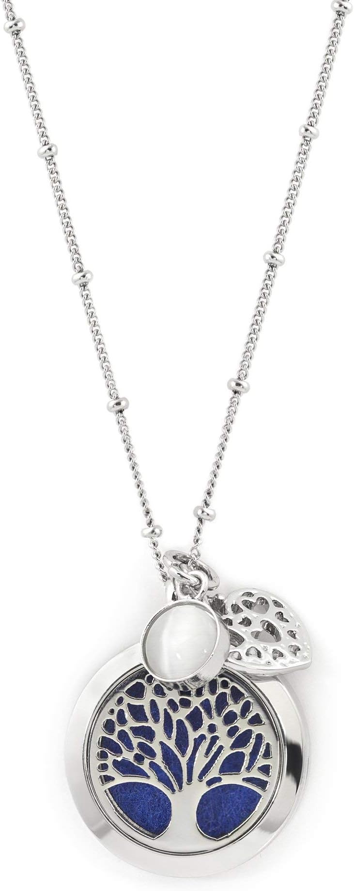 AromaLove London Essential Oil Diffuser Necklace - Aromatherapy Jewelry - Hypoallergenic 316L Surgical Grade Stainless Steel, 20.8" Chain + 9 Washable Insert Pads