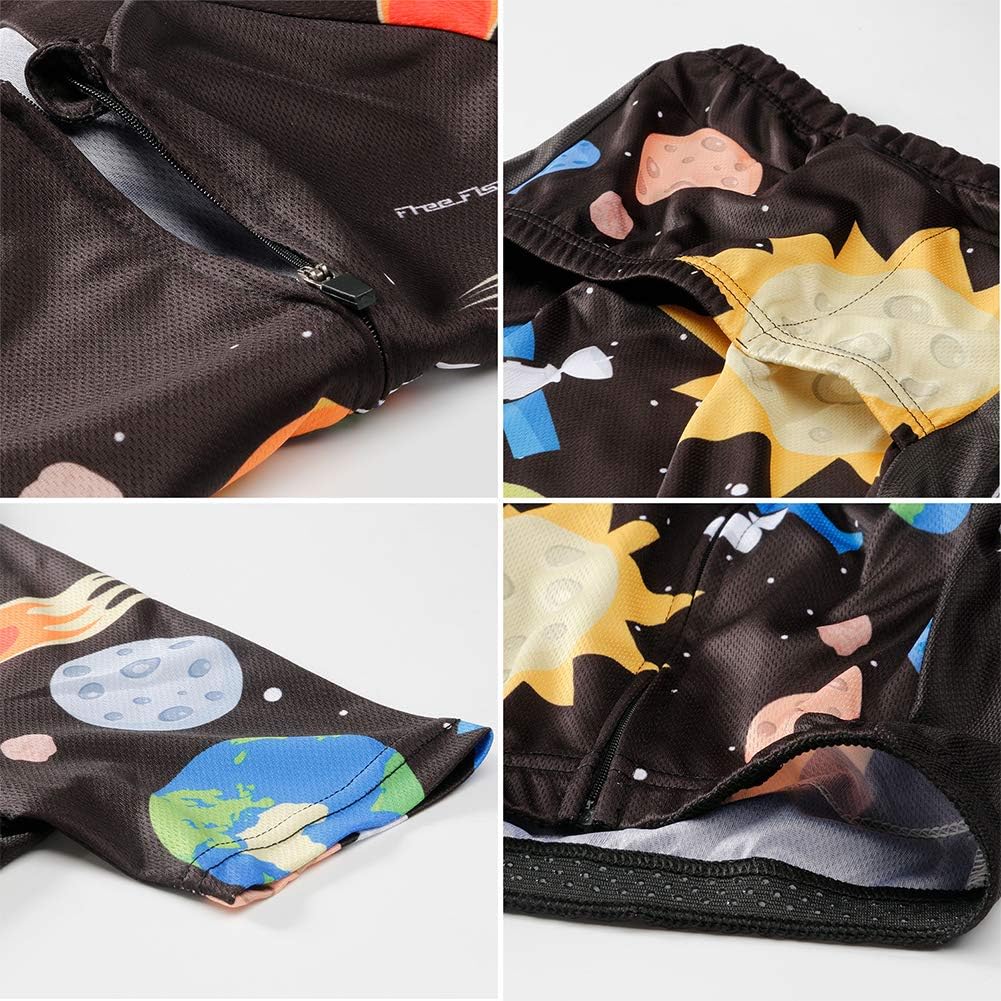LSERVER Kids Cycling Cartoon Jersey Set (Jersey Short Sleeve + 3D Padded Shorts) for Girls Boys: Clothing