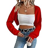 Women's Cardigan Shrugs Long Sleeve Knit Cropped Bolero Shrug Open Front Casual Cardigans for Dresses