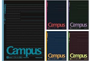 KOKUYO Composition Notebooks, 5 Pack Campus Semi-B5 Comp Book with Dot A 7mm Ruled, 30 Sheets, School Lined Notebook in Black, Journal Notebook for Women Work Study Note Taking. (NO-3CDATNX5)