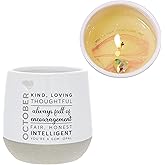 Pavilion Gift Company - October 11 oz Wax Reveal Candle, Natural Soy Wax Birthstone Candle, Jasmine Scented, Gemstone Candle with Crystal Inside, Birthday Gifts for Women, 1 Count