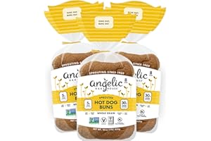 Angelic Bakehouse Hot Dog Buns Pack - 16 Ounce, Pack of 3 - Sprouted Whole Grains - Vegan, Kosher and Non-GMO (24 Buns)