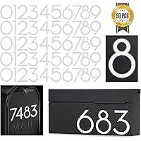 2 inch Reflective Mailbox Numbers Sticker (0-9, 5 Sets) Modern Number Vinyl Waterproof Number Self Adhesive Sticker for Signs