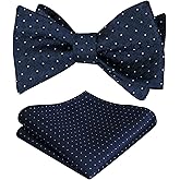Alizeal Mens 2pcs Self-tied Solid Color/Animal Pattern Bow Tie and Pocket Square Set