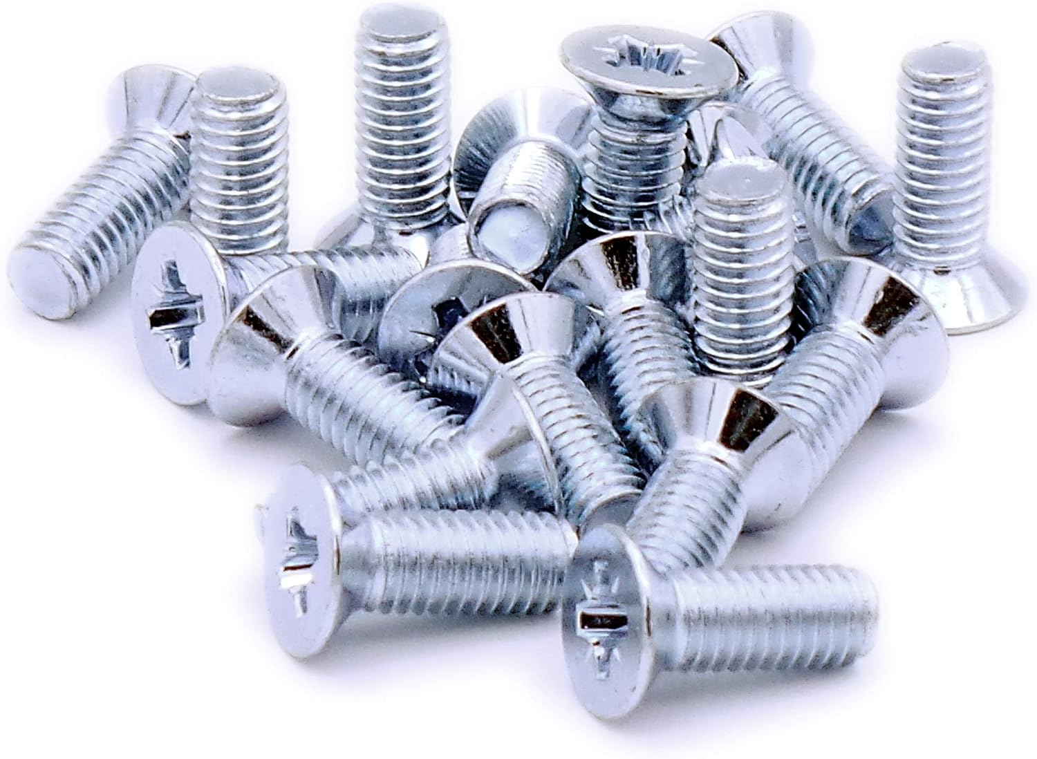 M6 (6mm x 16mm) Pozi Countersunk Machine Screw (Bolt) - Steel (Pack of 20), Silver, M6x16 - St(20) - Image 4