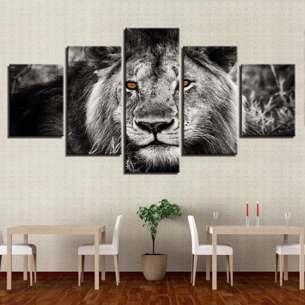 Voocuy Modern Wall Art Poster Modular Canvas Paintings 5 Pieces Animal Lions Pictures Frame Decor Living Room-No_Frame_30X40_30X60_30X80Cm