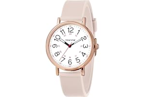 Hourstar Women's Analog Nurse Watch with Second Hand for Nursing, 12/24 Time, Silicone Band, Easy Read