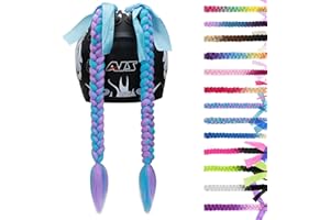 SEGO 1 PCS / 2 PCS Helmet Pigtail Helmet Braids with Detachable Suction Cup with Bowknot Motorcycle Helmet Ponytails Hair Tails Decoretion Many Colors (Helmet not Included)