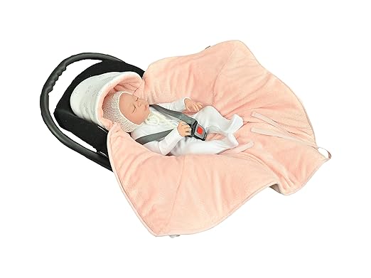MOMIKA Einschlagdecke, Universal für Babyschale, Autositz, für Kinderwagen, Buggy oder Babybett,stylischer Silberfaden (Pink)