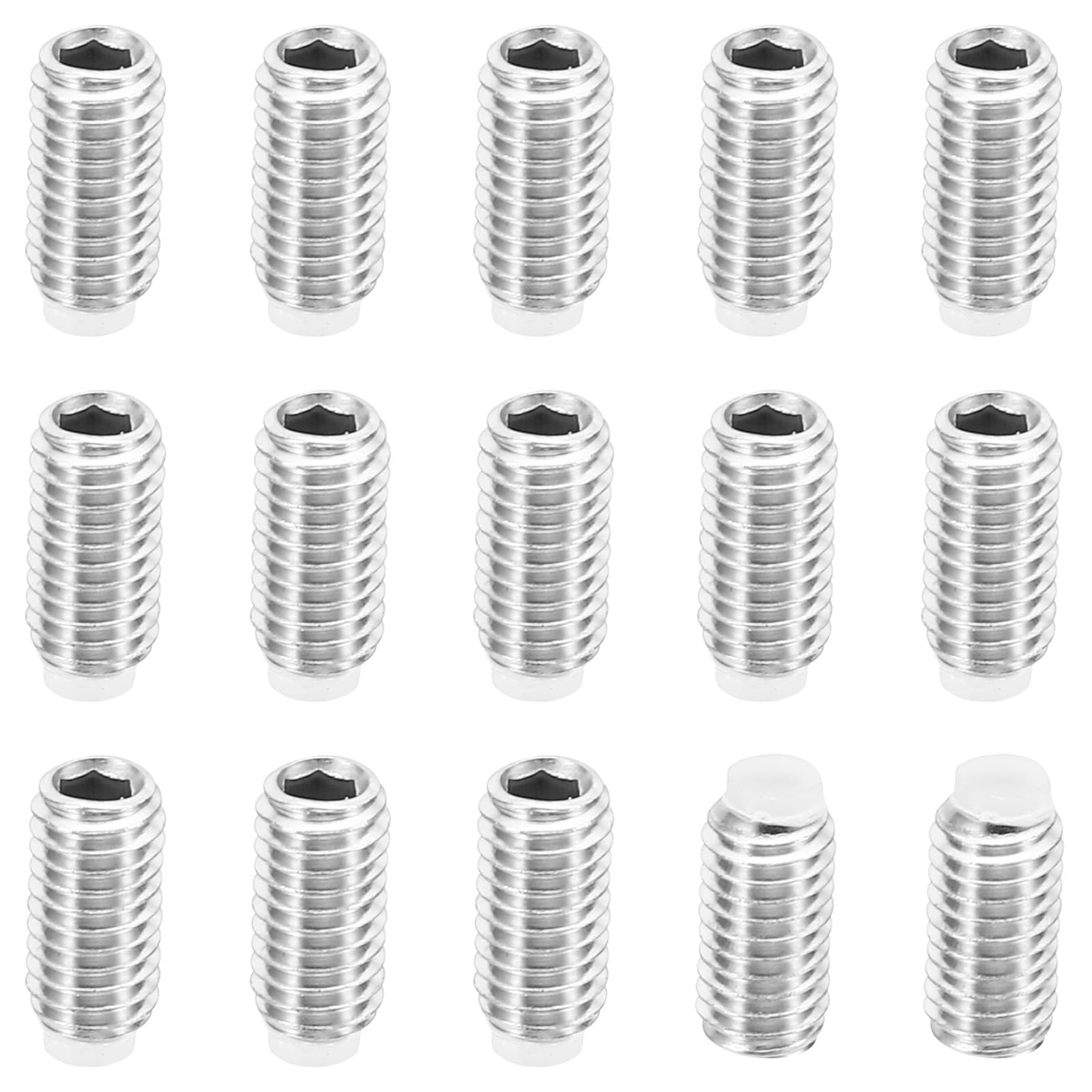 PATIKIL M5x10mm Nylon Tip Grub Screw, 15 Pack Metric Hex Socket Head Cup Point Anti Slip Set Screws Internal Hex Drive Hardware, 304 Stainless Steel