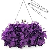 JAMBHALA Women Elegant Evening Purse, Small Floral Clutch Bag with Detachable Chain for Wedding, Party, Prom