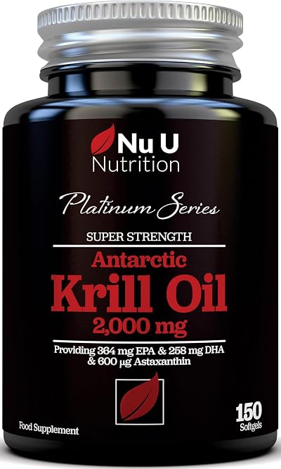 Nu U Nutrition Antarctic Krill Oil 2000mg 150 Softgels Astaxanthin Phospholipids