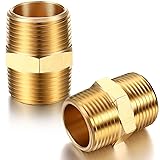 2 Pieces Brass Pipe Fitting 3/4 x 3/4 Inch NPT