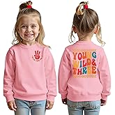 GLIGLITTR Young Wild and Three Sweatshirt Toddler Boy Girl 3rd Birthday Outfit 3 Year Old Third Bday Party Long Sleeve Shirts