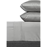 Fishers Finery 100% Egyptian Cotton Sheet Set, 4 Piece 400 Thread Count - Luxurious, Soft and Fade-Resistant Long-Staple Cotton - Fitted and Flat Sheets, 2 Pillowcases (Gray,K,4Pack)