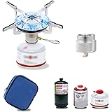 Backpacking Stove Portable Camping Stove Burner, Caudblor Small Backpack Stoves with Butane Adapter, Lightweight Hiking Stove