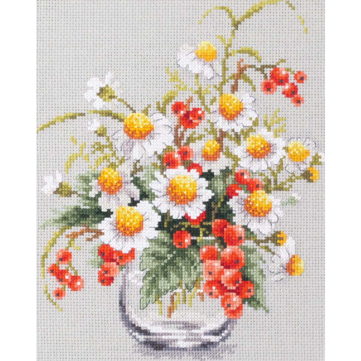 Magic needle 100-012 ZW Chamomile and Redcurrant Counted Cross Stitch Kit with Zweigart Edition Cotton Multi-Coloured 18 x 23 cm