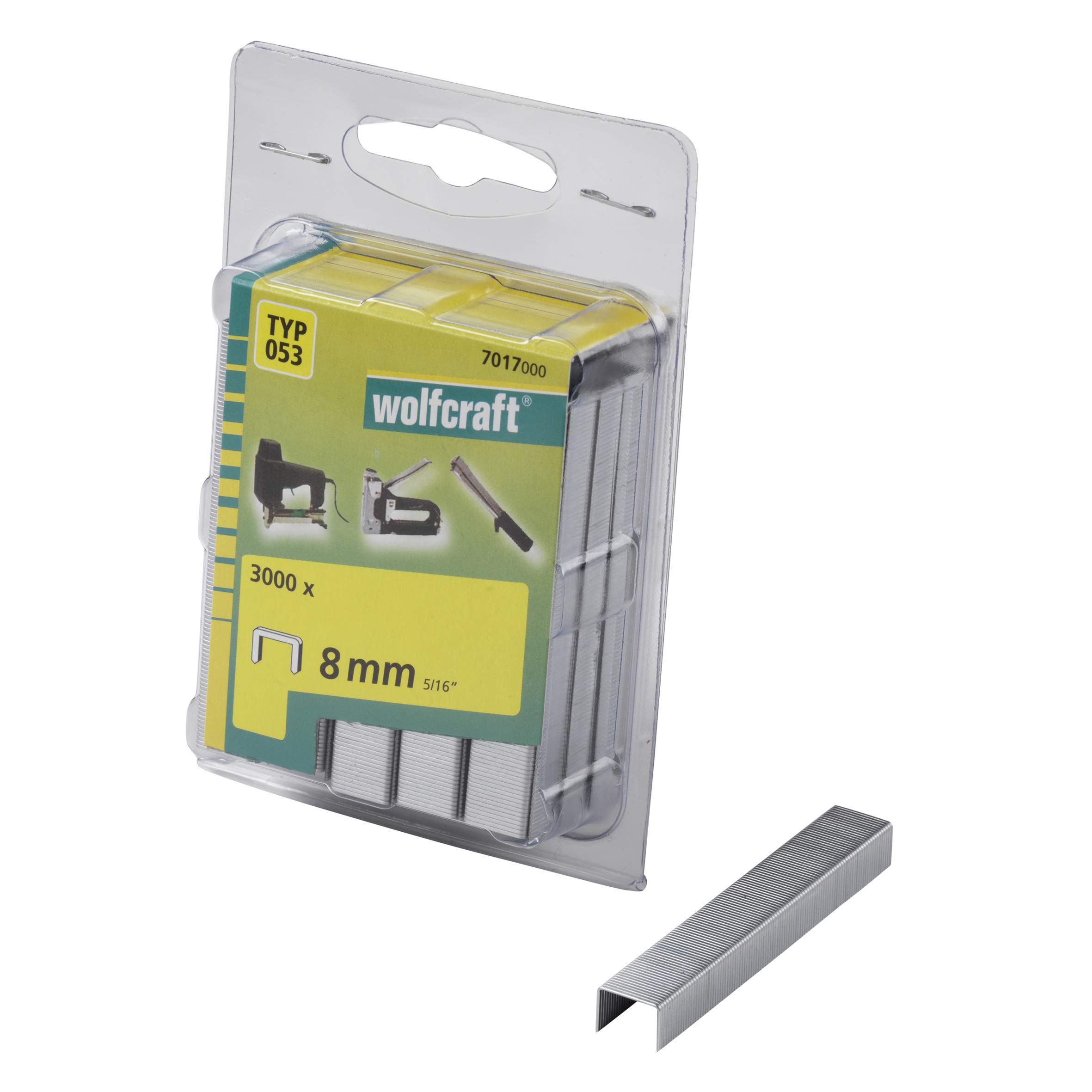wolfcraft Broad Back Staple, Steel, Type 053 I 7017000 I Ideal for Fastening Fabric, Textiles and Thin Strips of Wood