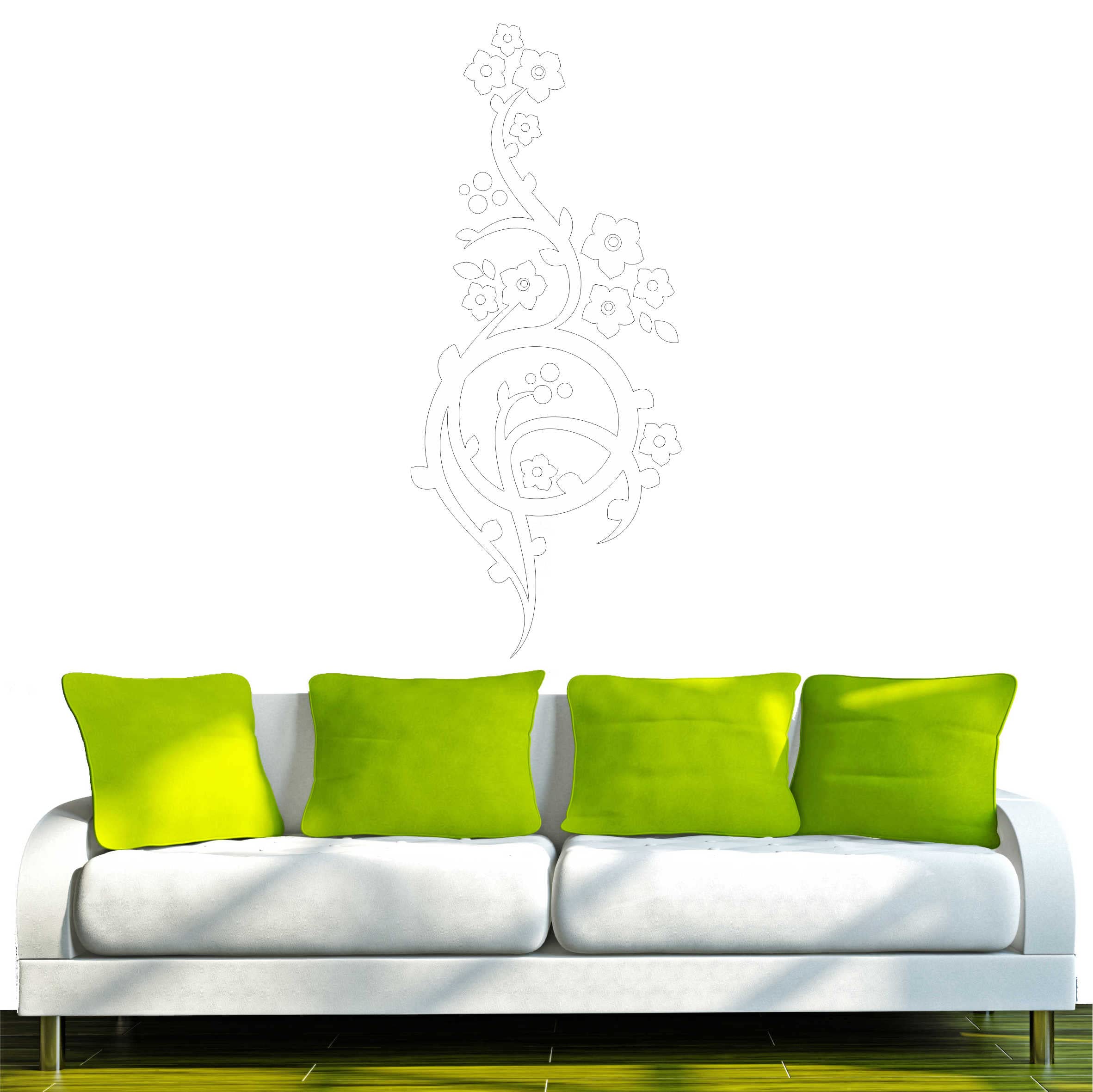 INDIGOS Wall Sticker d212 Beautiful Tribal Vine Flower Flower Plant 120 x 51 cm White Vinyl 120 x 51 x 1 cm โ image 1