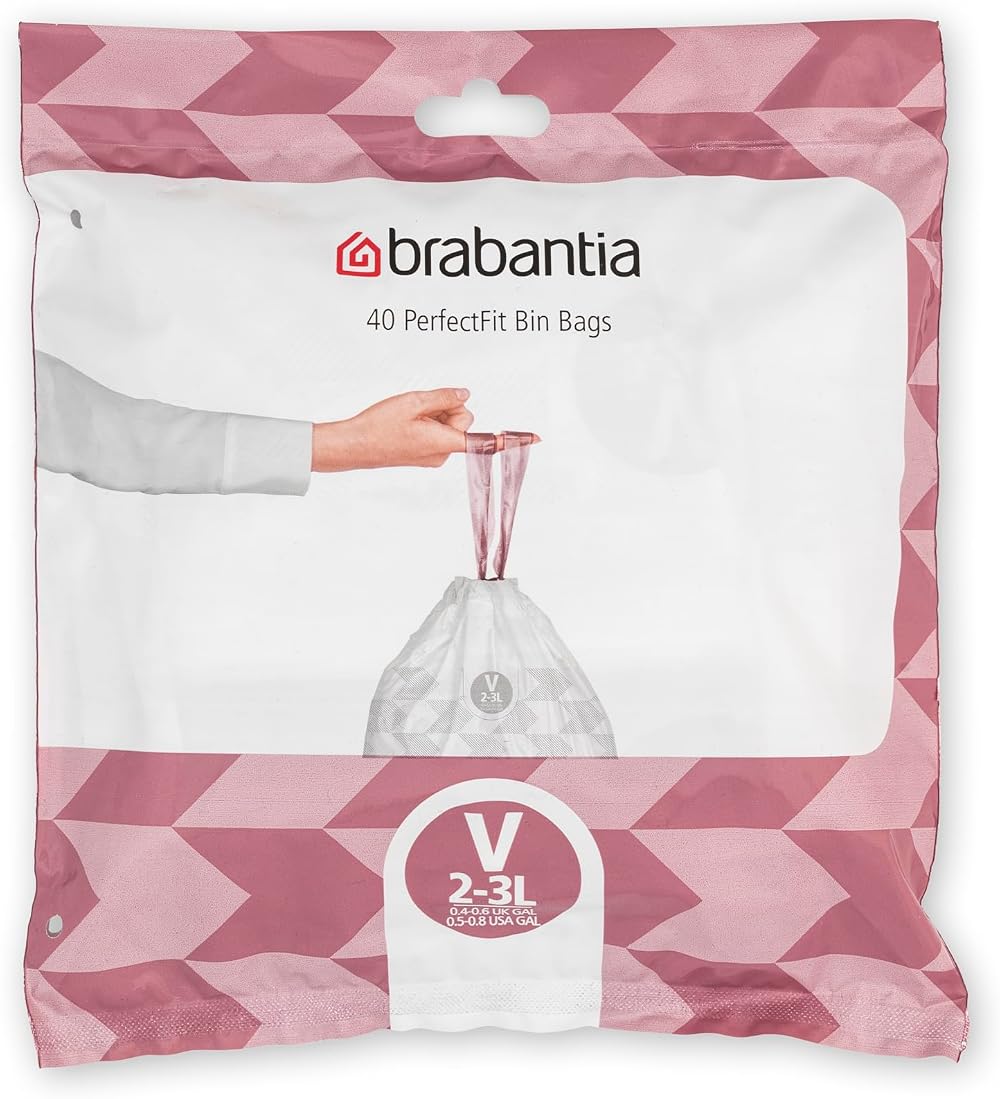 Brabantia PerfectFit Bin Liners Size V 2-3 Litre 40 Bags White