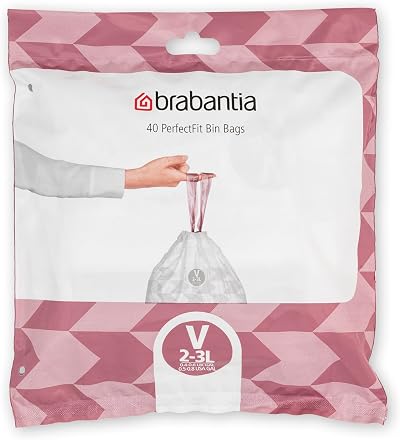 Brabantia PerfectFit Bin Liners Size V 2-3 Litre 40 Bags White
