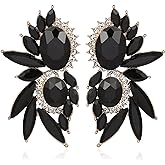 Canboer Vintage Rhinestone Statement Earrings Fancy Crystal Cluster Drop Dangle Earrings for Women