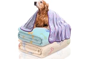 KOGSA Dog Blanket,3 Pack Dog Blankets for Dogs,Cute Paw Pattern,Dog Blankets for Medium,Small Dogs,Washable Pet Blanket for Crate Kennel,41" x 31" Soft Dog Blanket (1Purple,1Brown,1Green)
